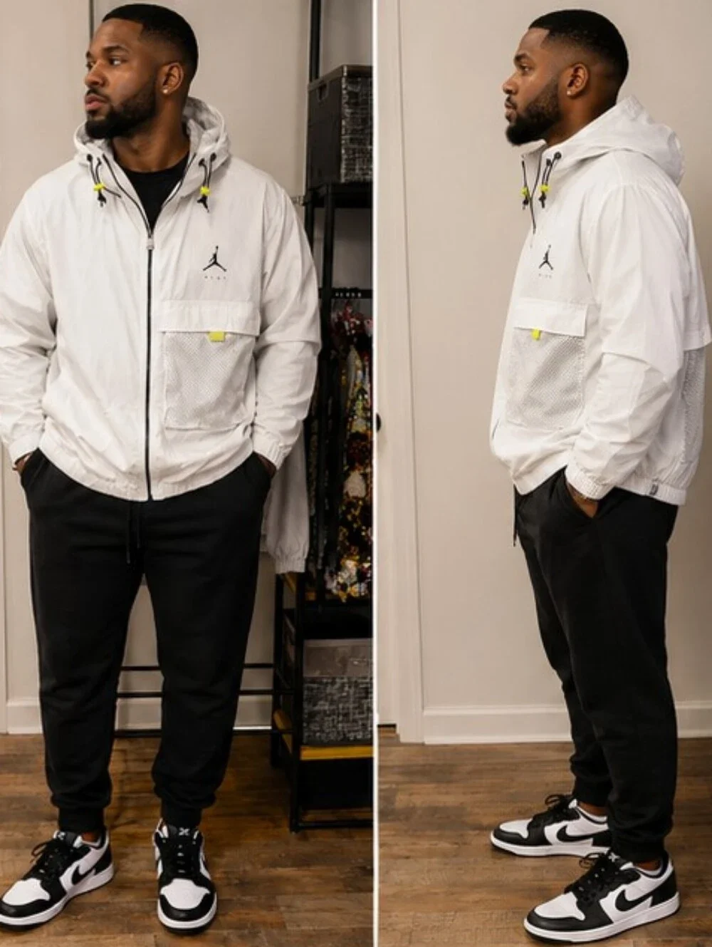 Nike Jordan White Windbreaker Jacket with Yellow Accents